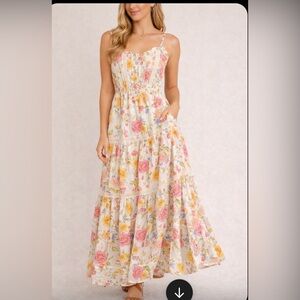 Blu Pepper Floral Kids Dress in Pink and Yellow